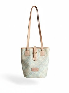 Dooney & Bourke Beige and Light Blue/teal Bucket Shoulder Bag Vintage Y2k
